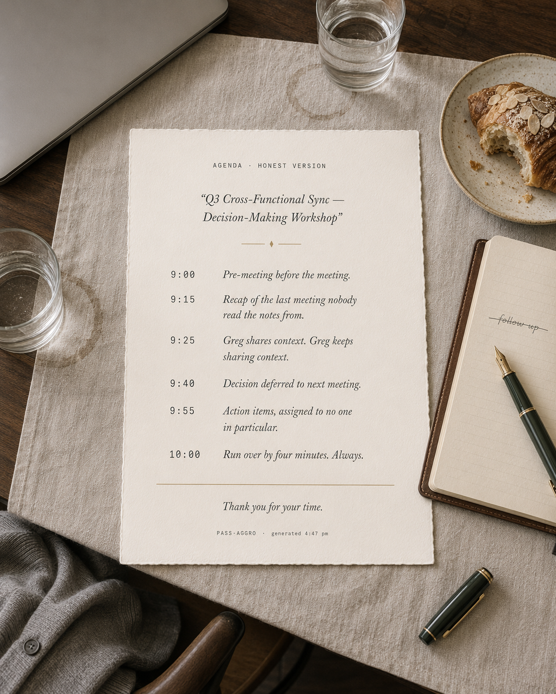 Honest Agenda Generator